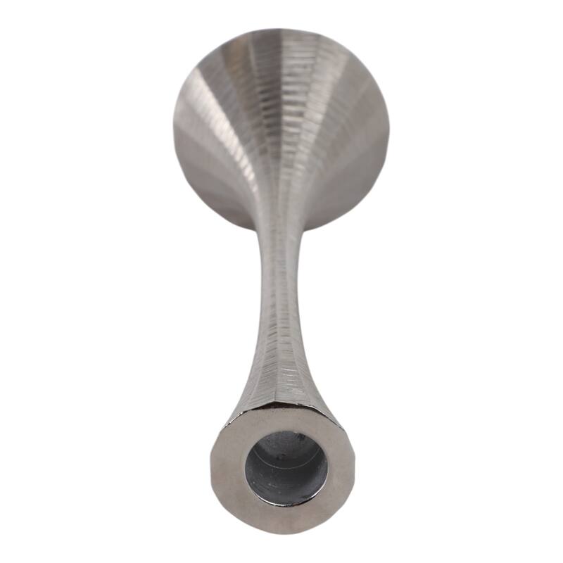 Glam Metal and Wood Taper Candle Holder Sculptural Silhouette MDF Base