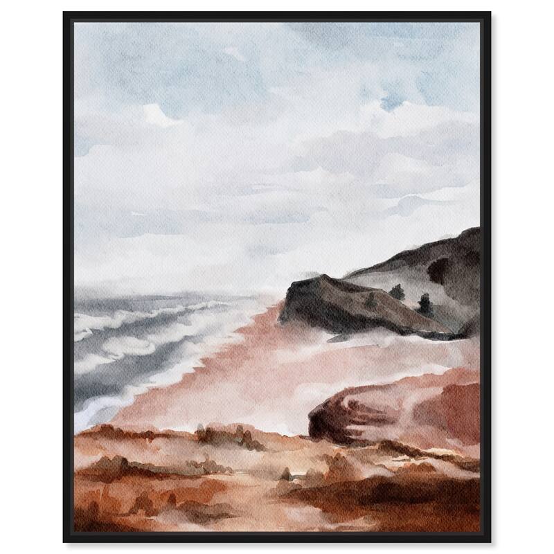 Art Remedy Close To The Harbour Framed Landscape 1 Piece Canvas Wall Art Watercolor Style - 21 x 25 - Black