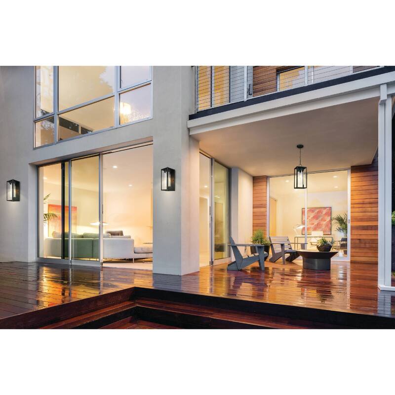 Eglo Walker Hill Matte Black Outdoor Wall Light with Clear Glass - Matte Black