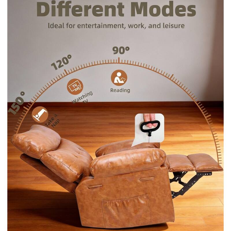 26.77"W Oversized Extra Wide Manual Recliner Chair, with Overstuffed Arms & Back Support