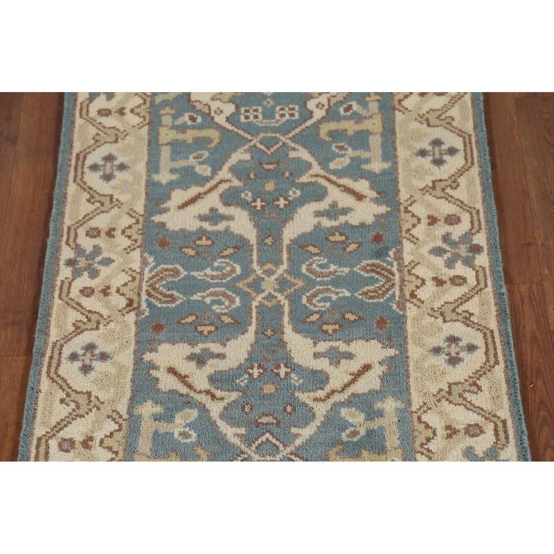 Transitional Oushak Indian Runner Rug Handmade Wool Carpet - 2'6"x 9'11"