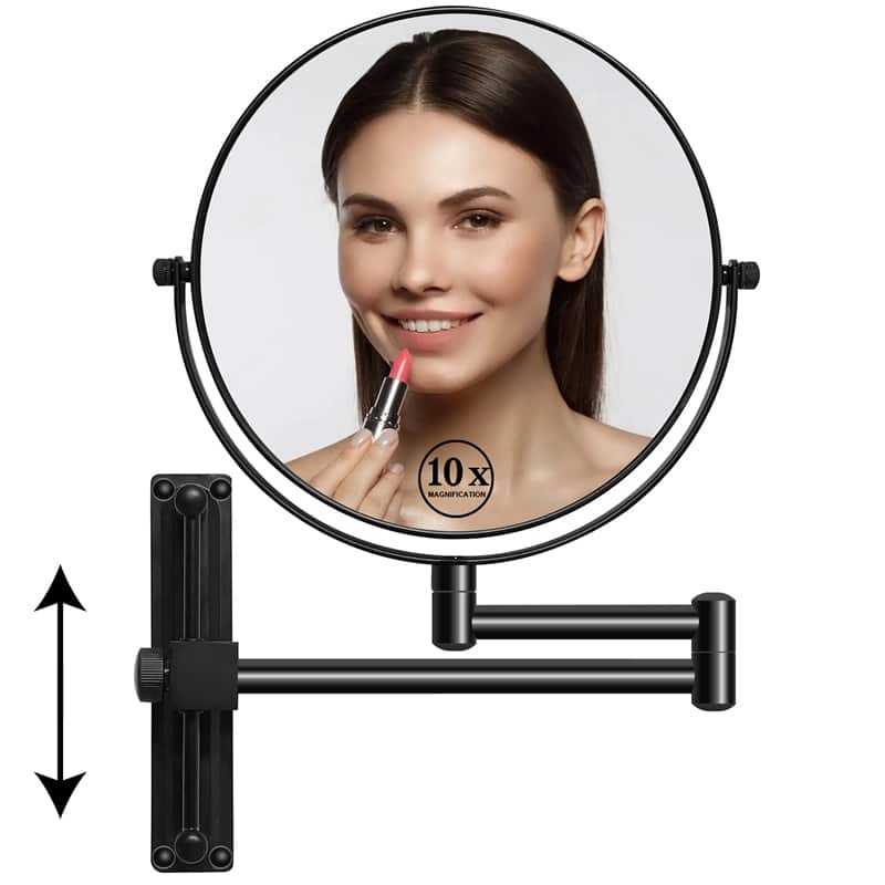 Height Adjustable 8 Inch 1x/10x Magnifying Double Sided Vanity Mirror
