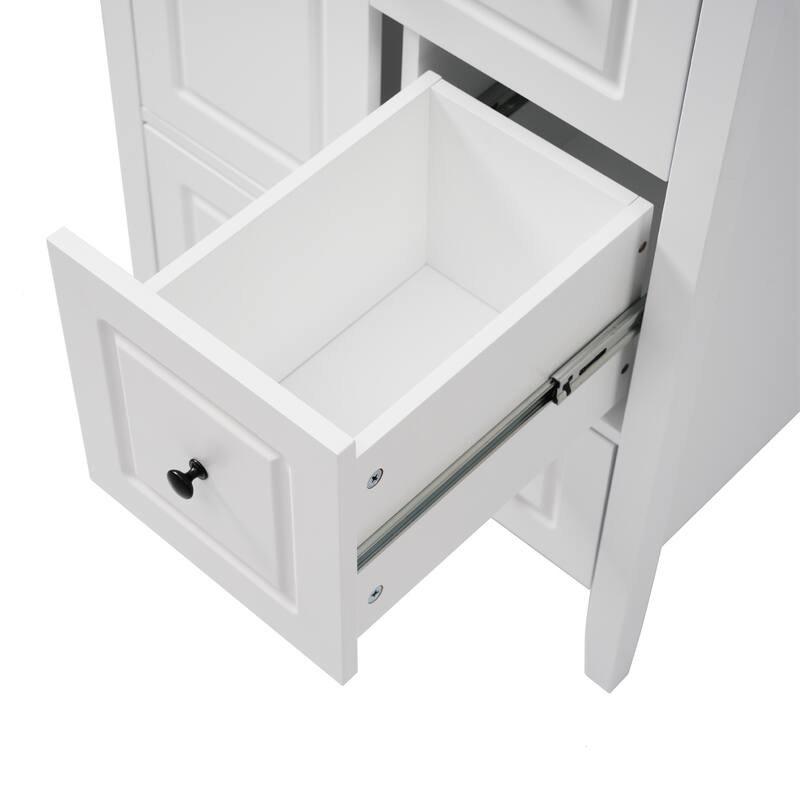 Roomfitters Bathroom Vanity with Sink, Single Cabinet with Soft-closing Door and Three Soft-closing Drawers, Retro Handles