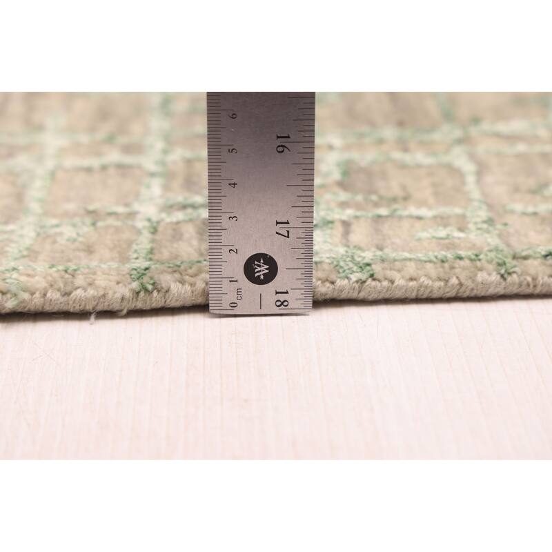 ECARPETGALLERY Hand-knotted Legacy Light Green Silk, Wool Rug - 2'6 x 12'2