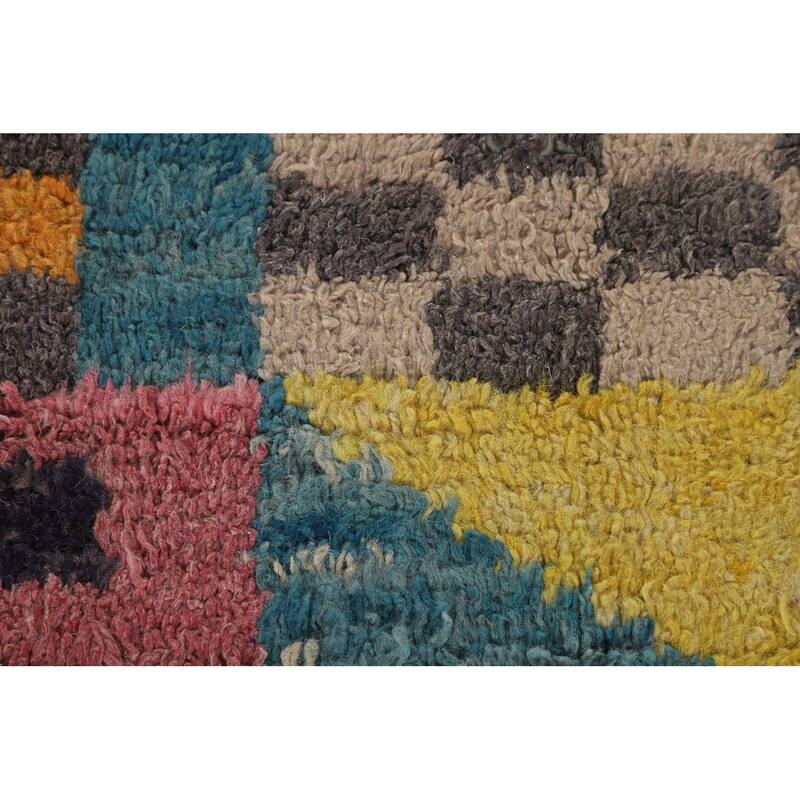 Geometric Plush Moroccan Oriental Area Rug Hand-Knotted Wool Carpet - 7'11" x 10'9"