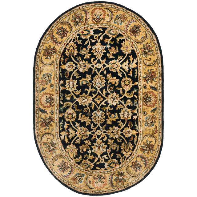 SAFAVIEH Handmade Classic Clotilda Traditional Oriental Wool Rug - 7'6" x 9'6" Oval - Black/Gold