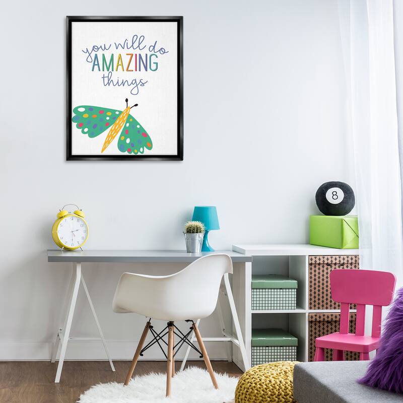 Stupell Amazing Things with Dragonfly Framed Floater Canvas Wall Art Design By Kim Allen