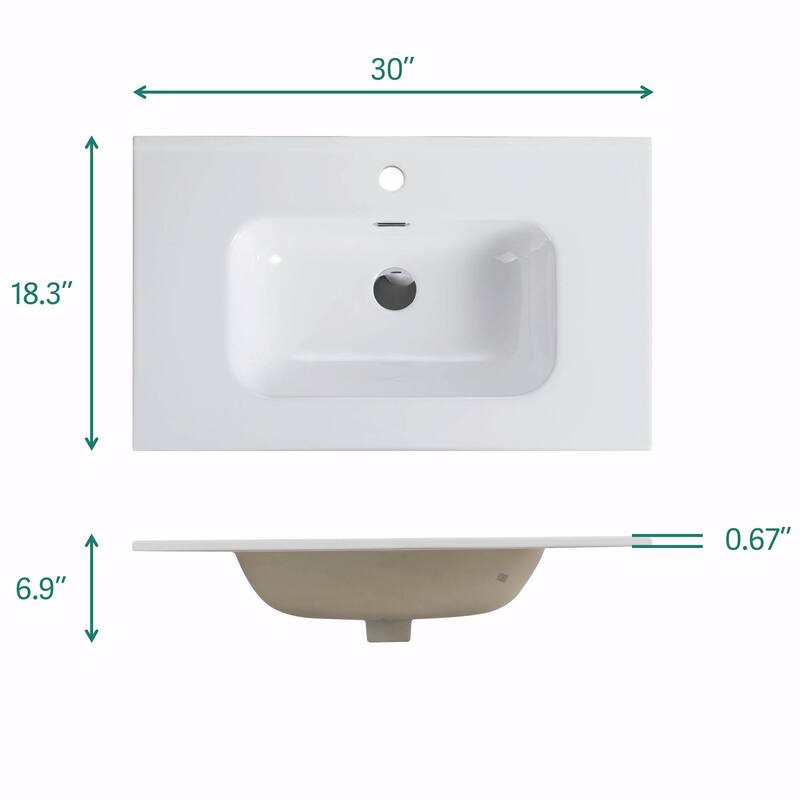 Bathroom Vanity with Ceramic Sink and Single Hole, Large Storage Floating Bathroom Vanity