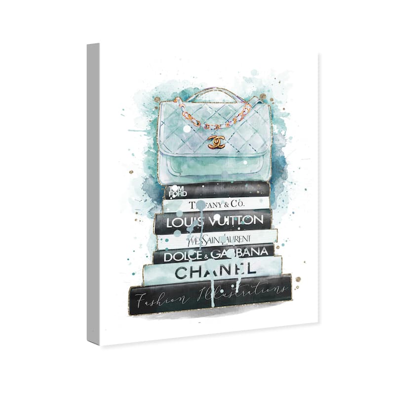 Wynwood Studio Canvas Fashion and Glam Splash Top On Books Blue Blue and Light Blue Glam Wall Art Canvas Print