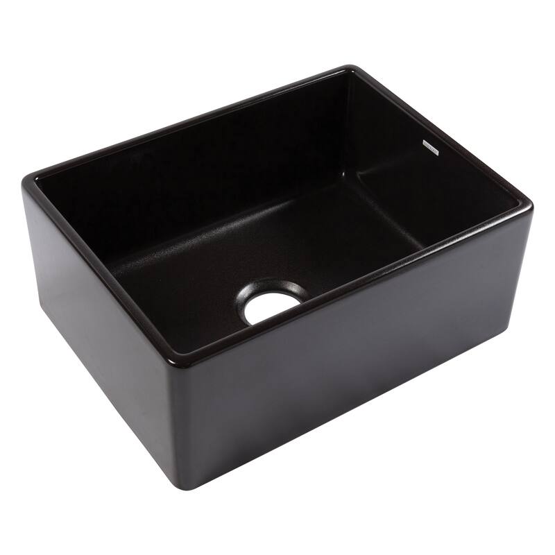 Austen Matte Black Fireclay 24" Single Bowl Farmhouse Apron Front Undermount Kitchen Sink with Drain
