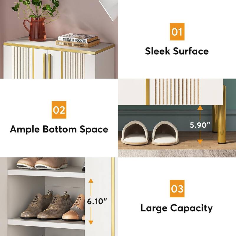 6-Tier Shoe Cabinet with Doors, Entryway Shoe Organizer Cabinet for Entryway