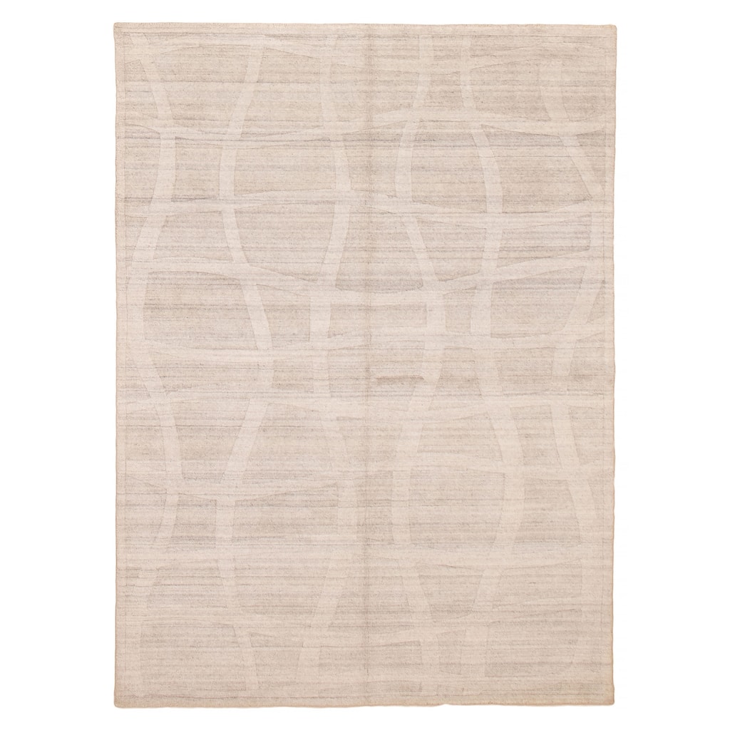 ECARPETGALLERY Hand Loomed Kashkuli Gabbeh Light Grey Wool Rug - 5'7 x 7'9