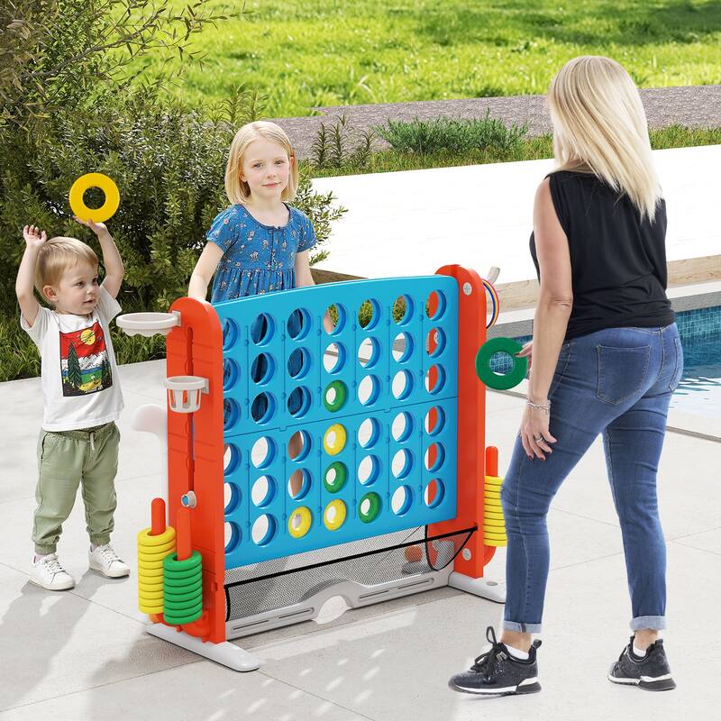 PE PP PVC 4-in-1 Jumbo Game Set with Adjustable Height and Cup Holders - 40.5" x 15.5" x 32.5"-38.5"