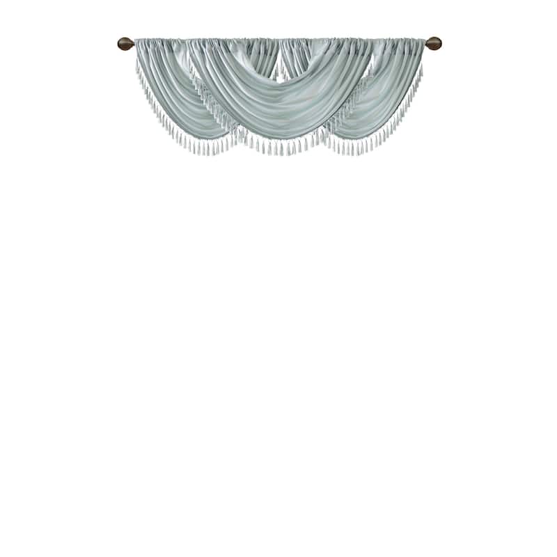 Madison Park Juline Faux Silk Waterfall Embellished Valance - 38 x 46"