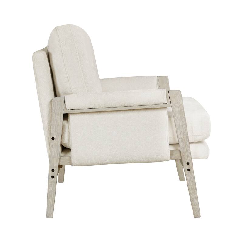Mao Accent Armchair, Removable Cushion Cover, Soft Ivory Chenille