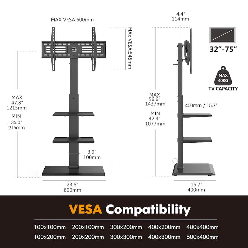 FITUEYES White Metal Base TV Stand for 32-75 inches TVs