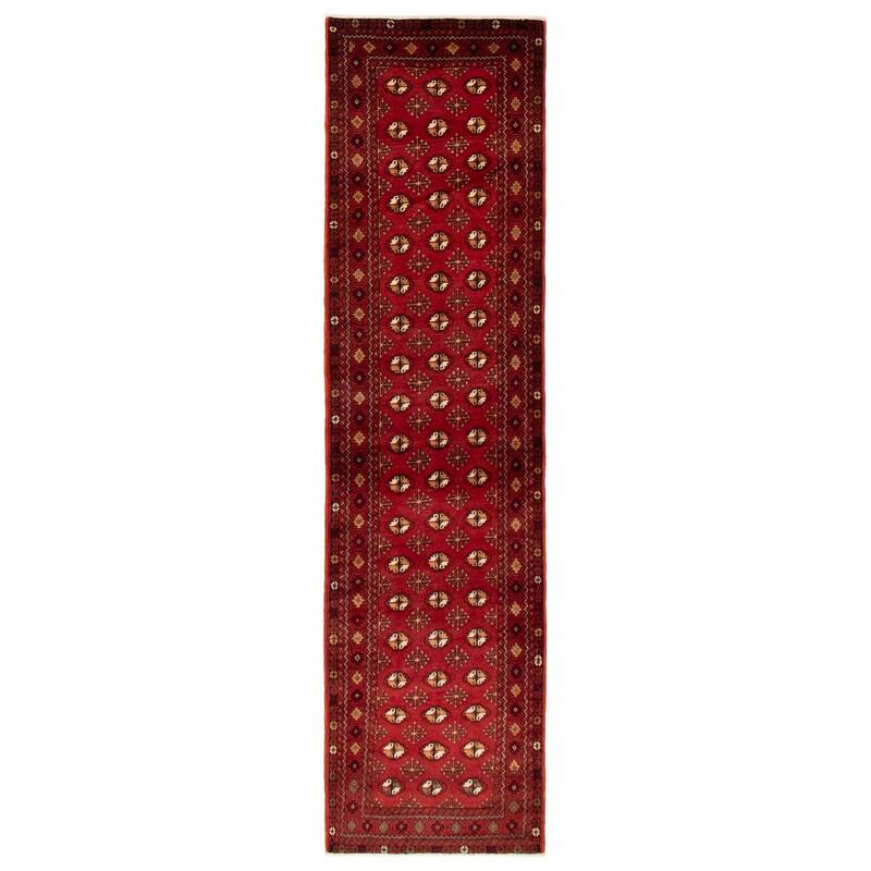 ECARPETGALLERY Hand-knotted Baluch Red Wool Rug - 2'6 x 9'6 - Red - 2'6 x 9'6
