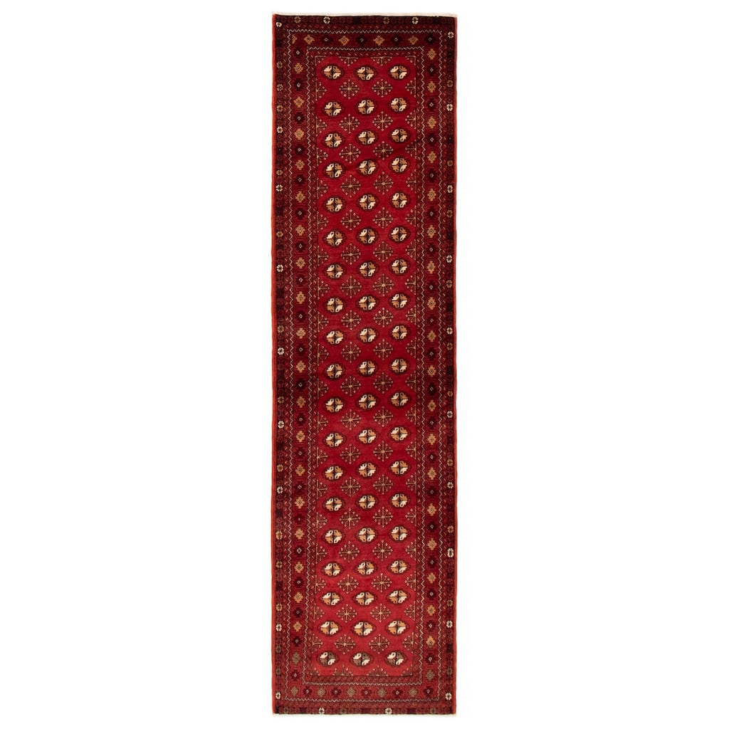 ECARPETGALLERY Hand-knotted Baluch Red Wool Rug - 2'6 x 9'6