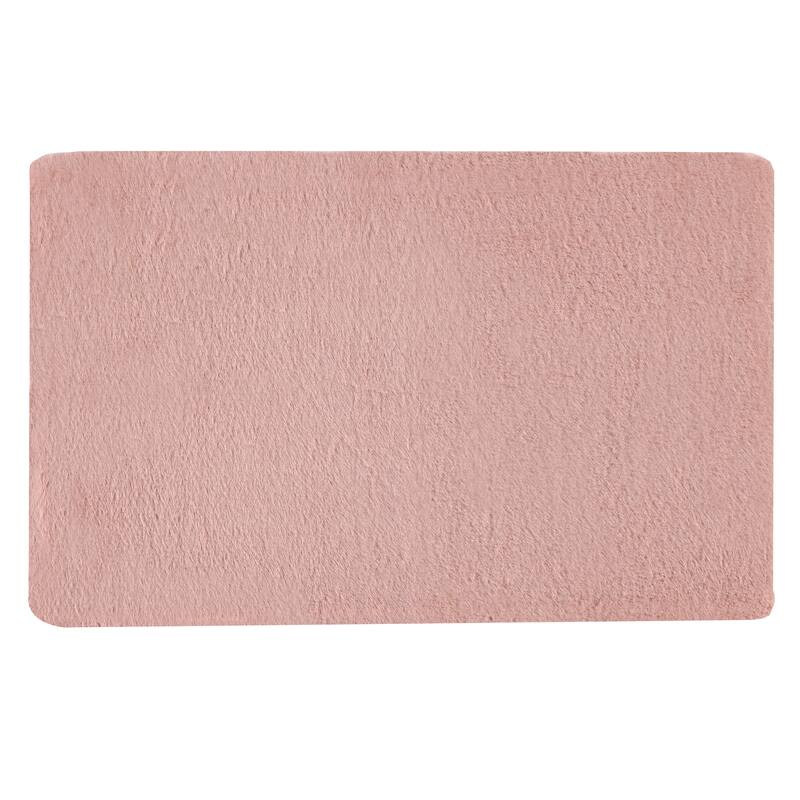 Fake Fur Bath Mat 21x34Inch Nonslip Jacquard Fake Rabbit Fur Rug by