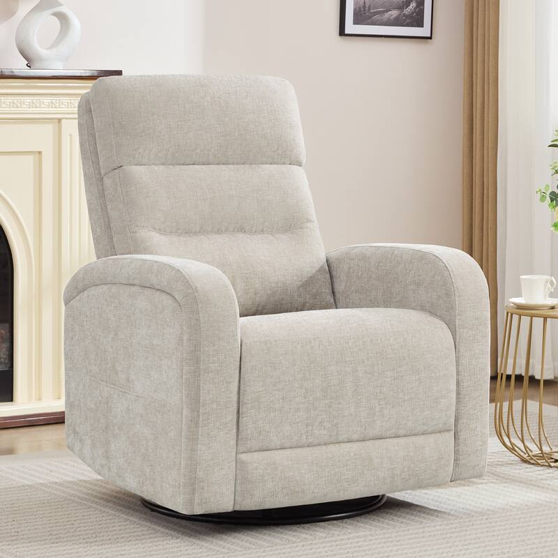 Aemeios Faux Leather Swivel Glider Rocker Manual Recliner - Camel - Chenille