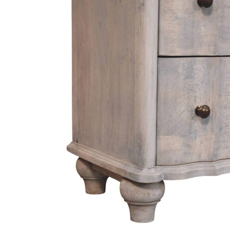Artisan Furniture Solid Wood Curved Leg Chest, Grey, 3-Drawers