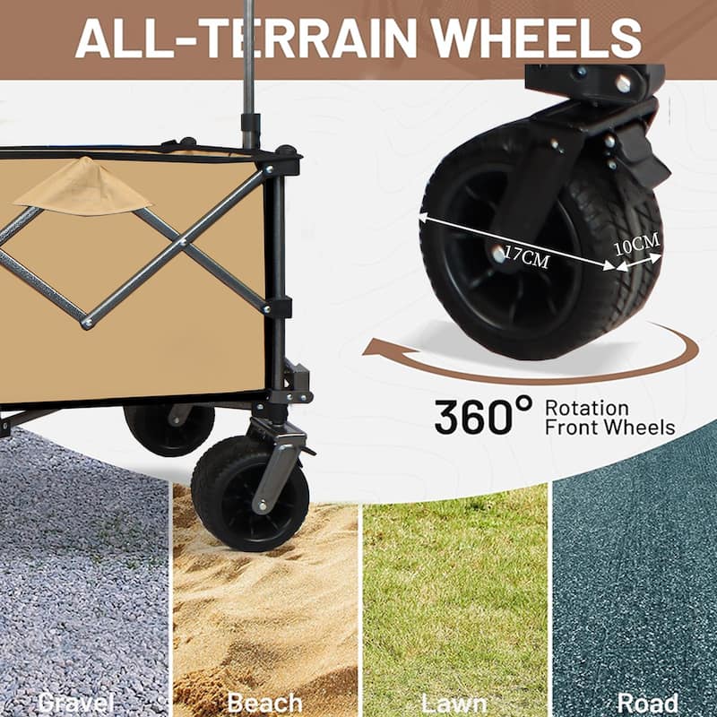 Push Pull Foldable Beach Wagon Cart