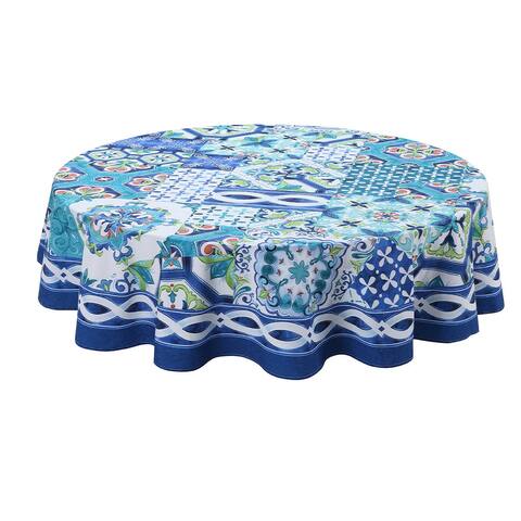 Laural Home Callisto Tiles 70 in Round Tablecloth