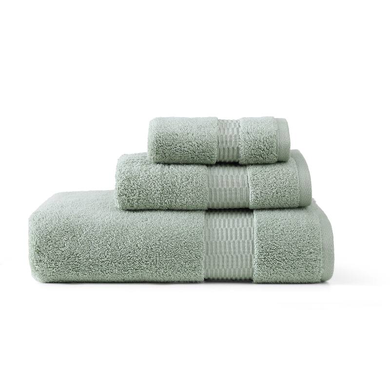 Tommy Bahama Long Branch Solid Cotton 3 Piece Towel Set - 3 Piece - Green