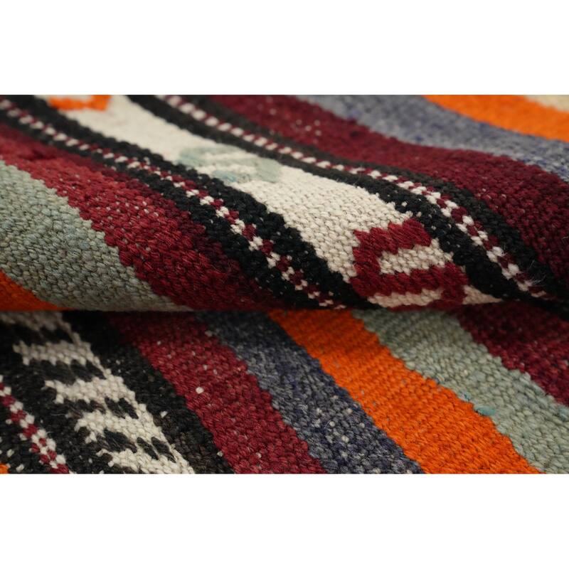 Hand Woven Oriental 100% Wool Carpet Southwestern Tribal Multi-Colored Kilim Area Rug - 9' 2'' X 5' 11''