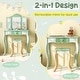 preview thumbnail 8 of 21, Gymax Kids Vanity Set Makeup Table & Chair Tri-folding Mirror Sweet
