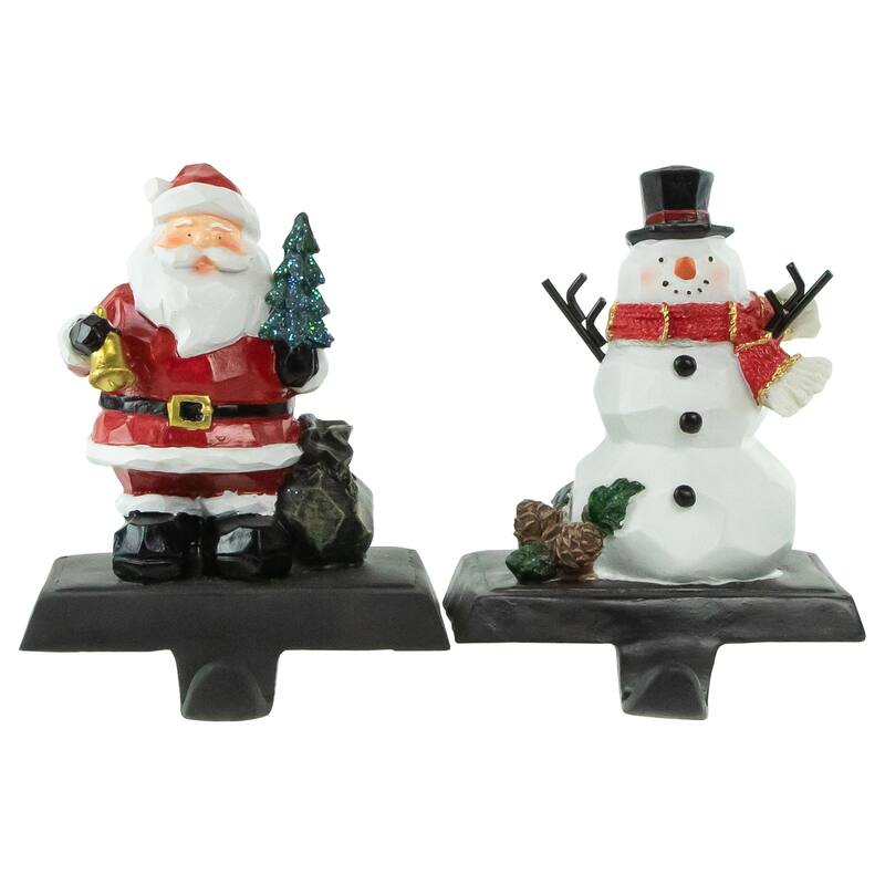 Santa and Snowman Christmas Stocking Holders - 5.5" - Set of 2