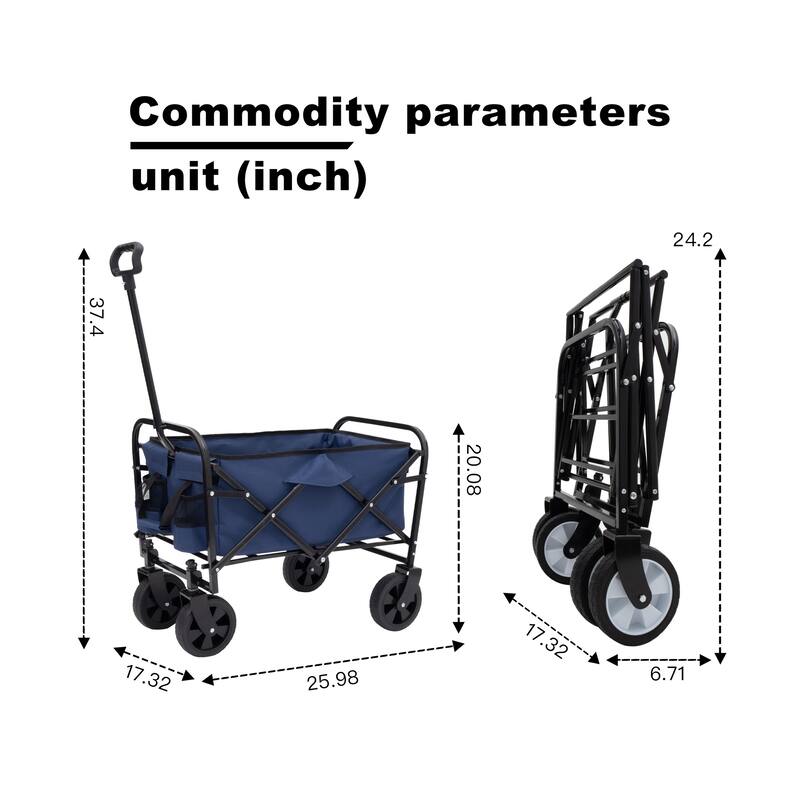 Extendable Foldable Wagon Cart, Heavy Duty 225lb, Beach & Utility Use