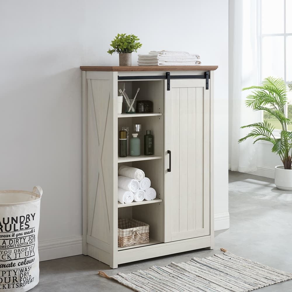 Storage Organizer Dresser with Sliding Barn Door