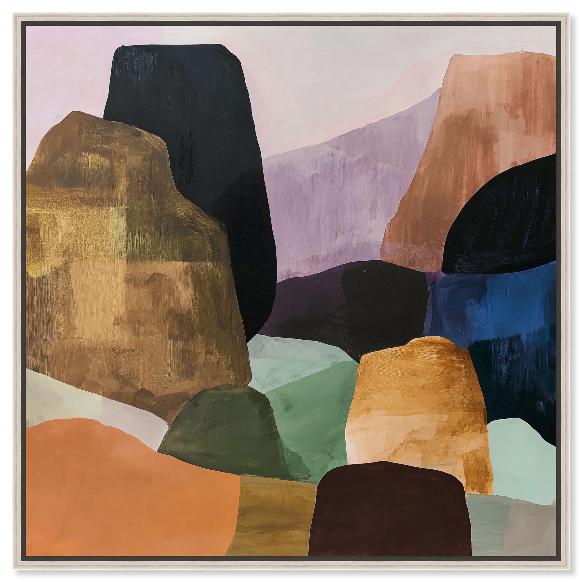 Stacked Rocks IV Taupe Boho Wall Art Canvas Print by Art Remedy