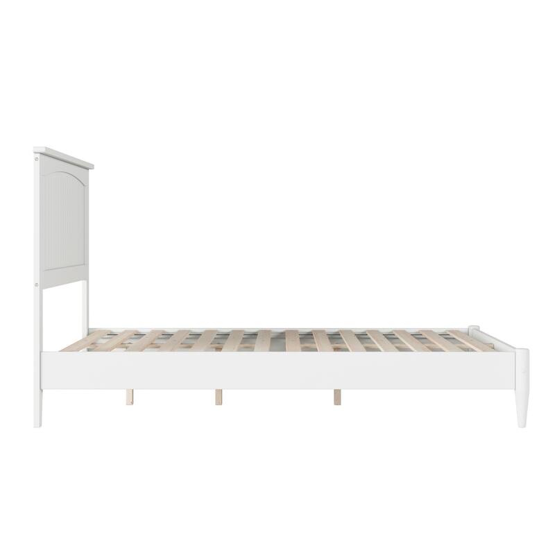 Contemporary Platform Bed - Full Size Wood Bed Frame - Low Profile Modern Bed - White Finish