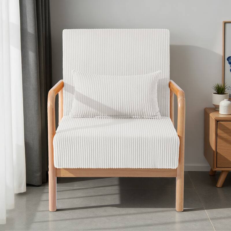 Mid-Century Upholstered Accent Chair with Wood Frame