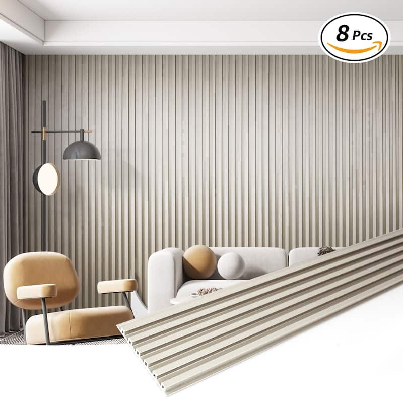 Art3d 104'' X 6.7'' Slat Wall Panel for Modern Decor, WPC Wall Paneling, Metallic Finish(Set of 8)