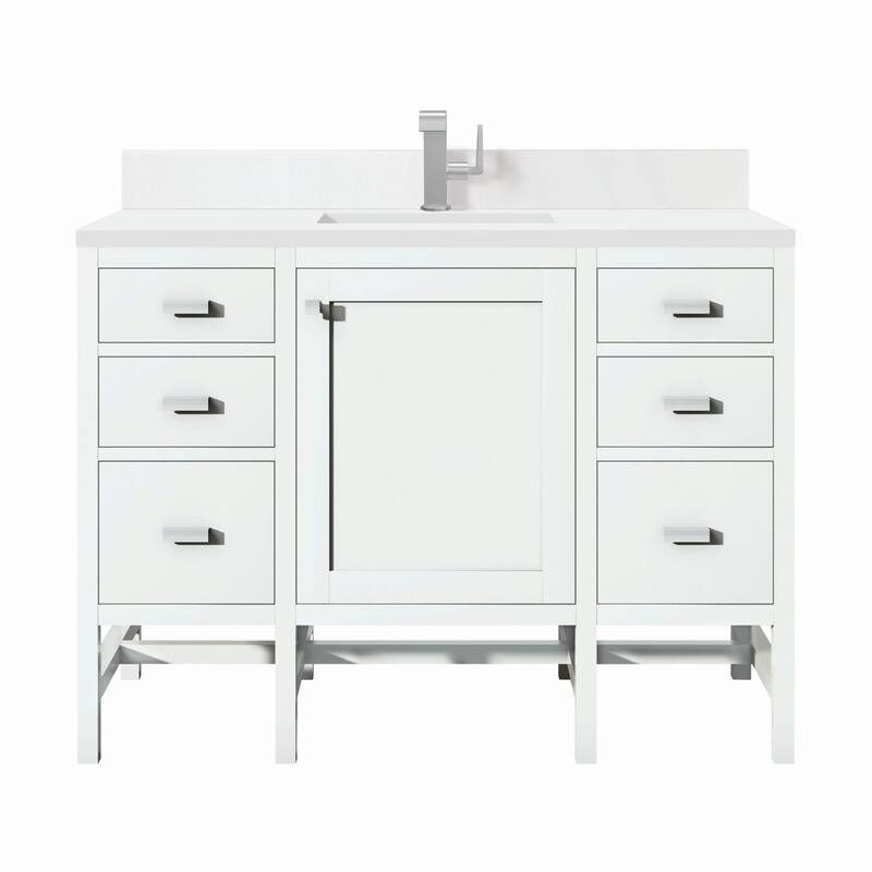 James Martin Vanities E444-V48-1WZ Addison 48" Single Basin Wood - Glossy White - Painted