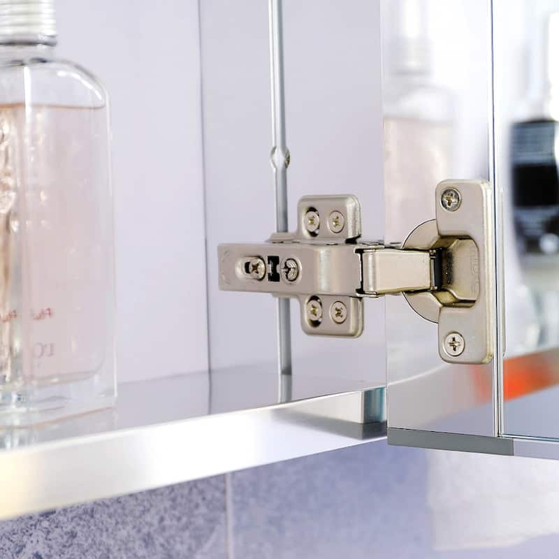 Wall Mounted Mirrored Medicine Cabinet White 2 Doors