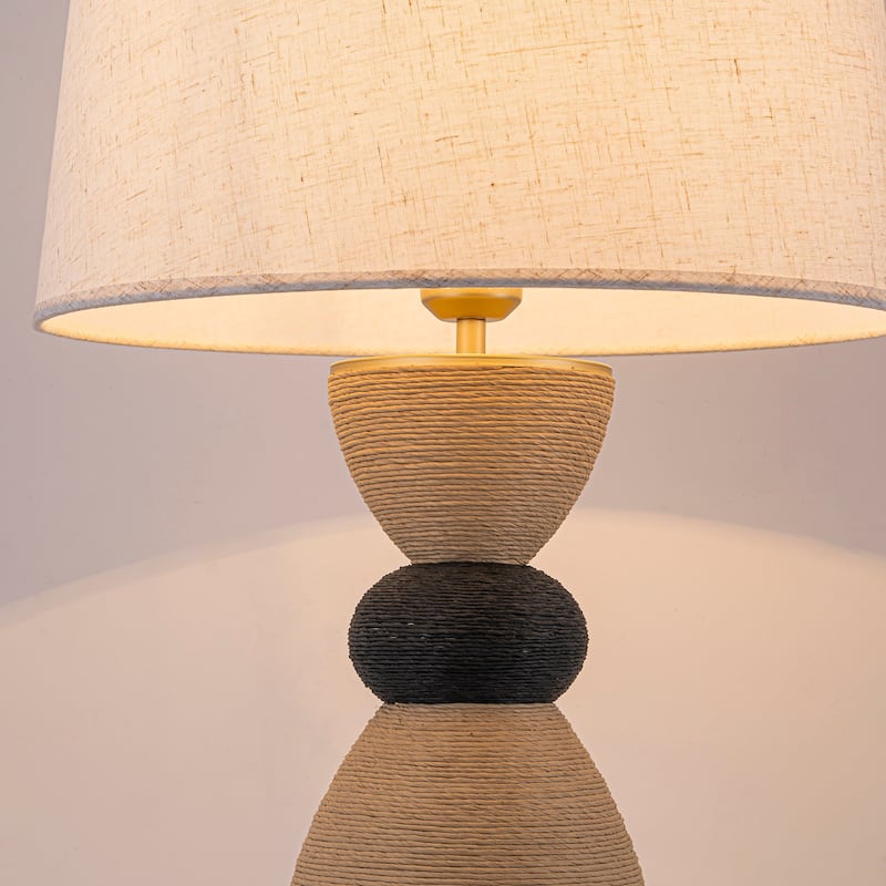 Flora 24" Rattan Table Lamp with USB 3-Way Touch Dimmer