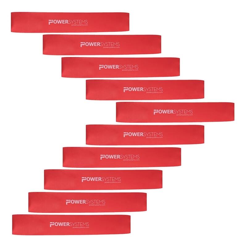 Power Systems 12" Versa Loop Resistance Bands 10-Pack Durable Workout Bands - Red - Medium