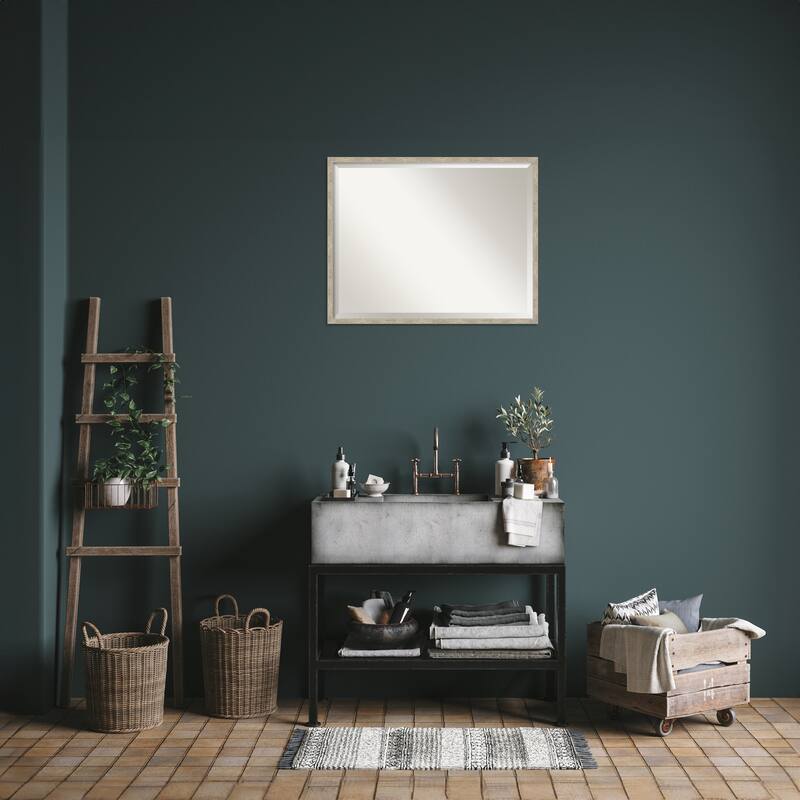 Imprint Beveled Wood Framed Bathroom Vanity Wall Mirror