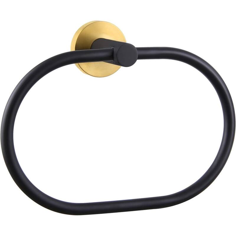 (Black & Gold) Angle Simple Towel Ring, 304 Stainless Steel Bathroom Rotating Towel Rack - Gold