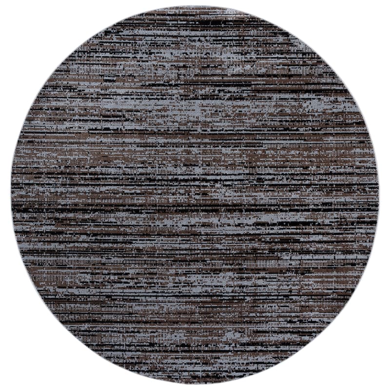 SAFAVIEH Mila Kerly Modern & Contemporary Rug - 6'7" Round - Brown/Ivory Black