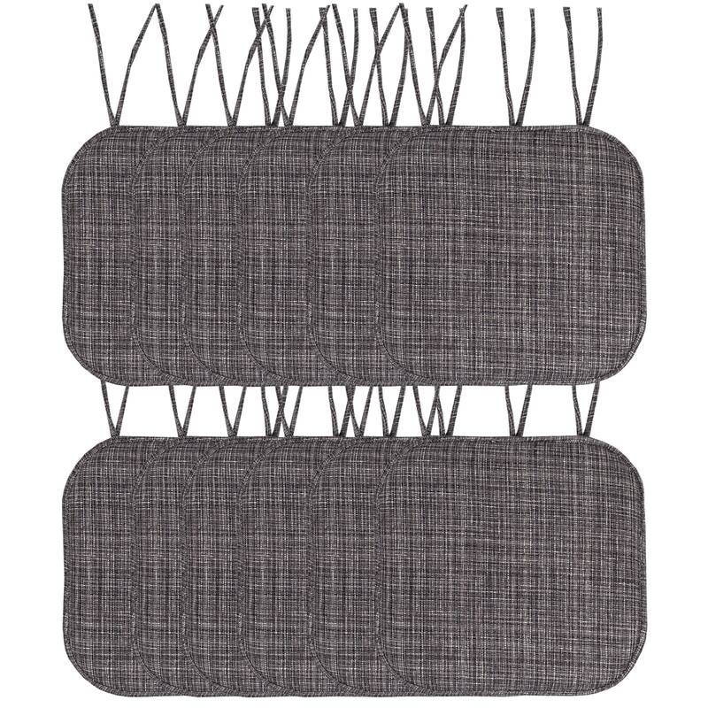 Aria Memory Foam Non-Slip Chair Pad with Ties - Grey/Black - Set of 12