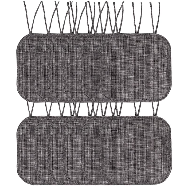 Aria Memory Foam Non-Slip Chair Pad with Ties - Set of 12 - Grey/Black