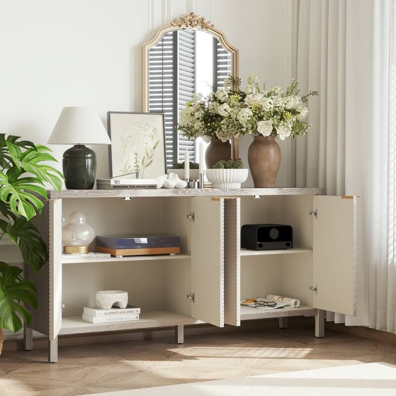 Modern 4-Door Sideboard with Adjustable Shelves, Scratch-Resistant Design, for Kitchen Entryway and Living Room