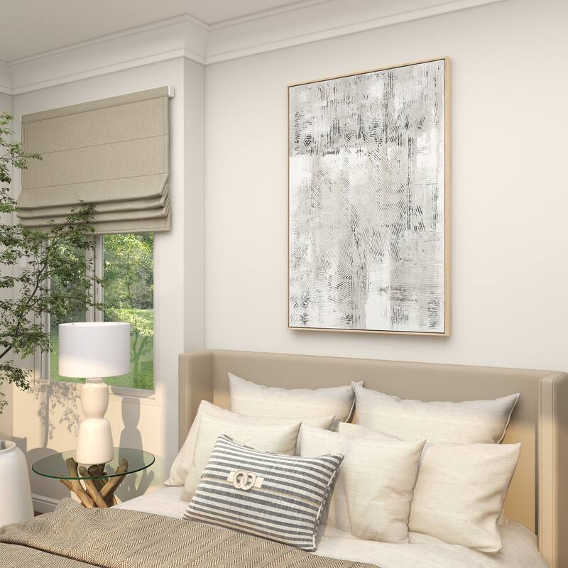 Wooden Abstract Textured Living Room Wall Decor with Wooden Frame and Black Distressing - Gray - Roche River Decor