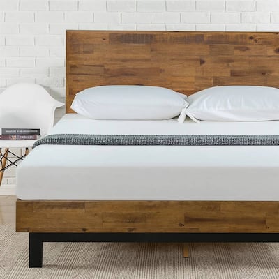 Modern Wood Platform Bed Frame with Adjustable Headboard Support
