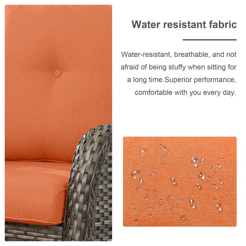 ArcoBay Wicker PE Rattan Outdoor Patio Swivel Glider Chairs with 4'' Olefin Cushions (2-Pack)